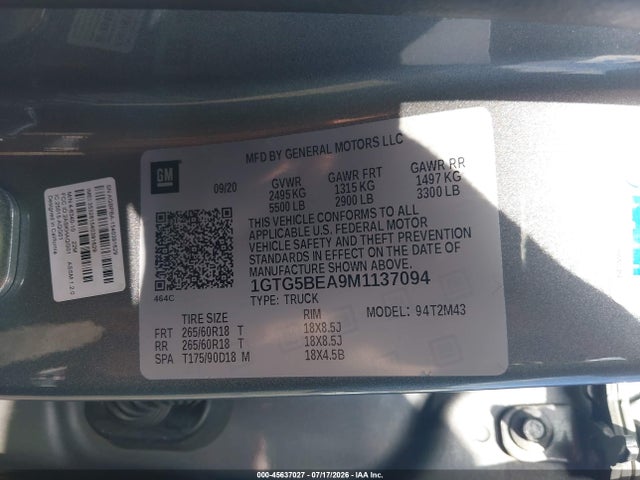 GMC Canyon 2wd Short Box Elevation Standard 2021 1GTG5BEA9M1137094 Image 9