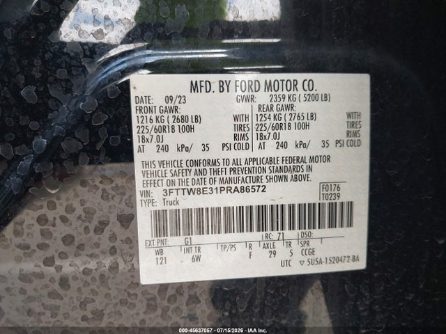 Ford Maverick Lariat 2023 3FTTW8E31PRA86572 Image 9