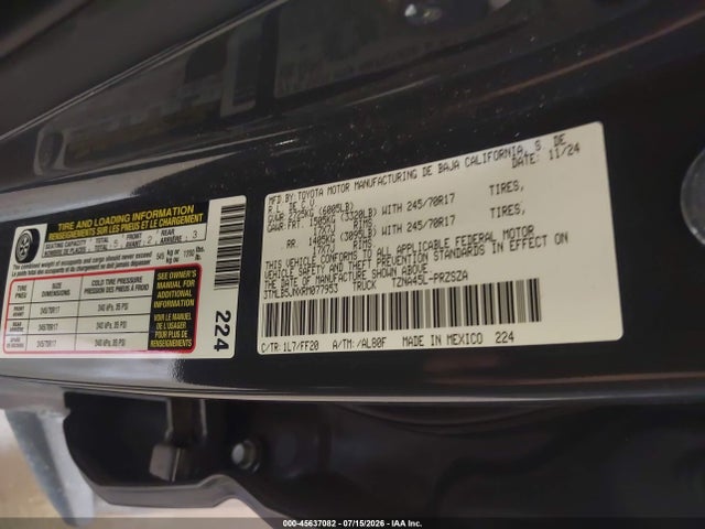 Продаж на аукціоні авто 2024 Toyota Tacoma Sr5, vin: 3TMLB5JNXRM077953, номер лоту: 45637082