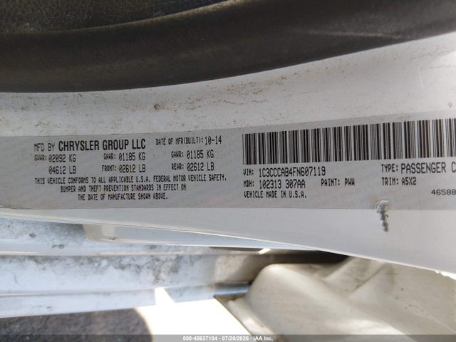 45637104 :رقم المزاد ، 1C3CCCAB4FN607119 vin ، 2015 Chrysler 200 Limited مزاد بيع