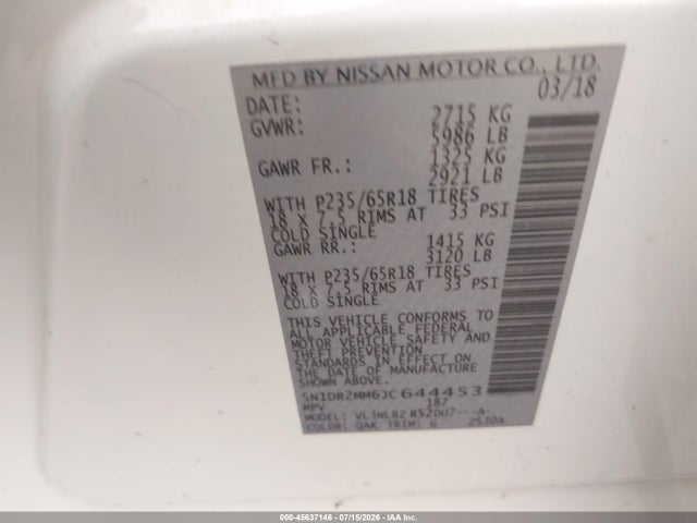 Nissan Pathfinder S 2018 5N1DR2MM6JC644453 Image 9