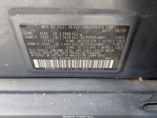 Aukcja sprzedaży 2014 Subaru Outback 2.5i Premium, vin: 4S4BRBCC9E3223025, numer aukcji: 45637183