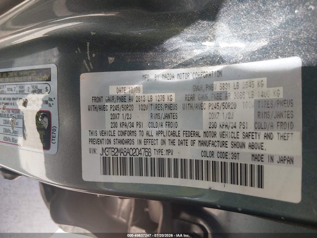Продаж на аукціоні авто 2010 Mazda Cx-9 Grand Touring, vin: JM3TB2MA8A0204768, номер лоту: 45637247