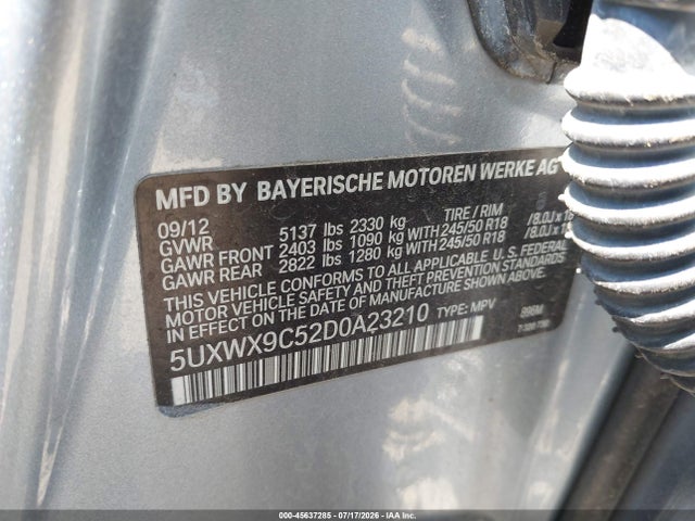 Продажа на аукционе авто 2013 Bmw X3 Xdrive28i, vin: 5UXWX9C52D0A23210, номер лота: 45637285