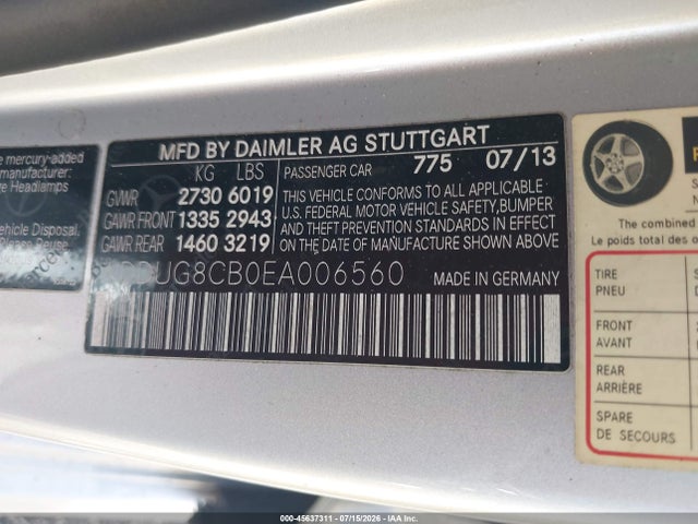Продаж на аукціоні авто 2014 Mercedes-benz S 550, vin: WDDUG8CB0EA006560, номер лоту: 45637311