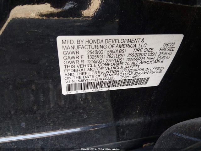 Продажа на аукционе авто 2024 Acura Mdx Technology Package, vin: 5J8YD9H48RL002255, номер лота: 45637329