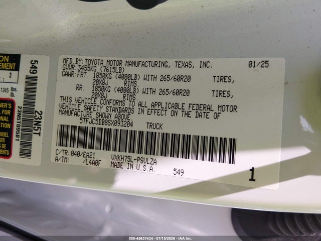 5TFJC5DB8SX093204 Toyota Tundra Hybrid Limited Crewmax 6.4&#039; Bed