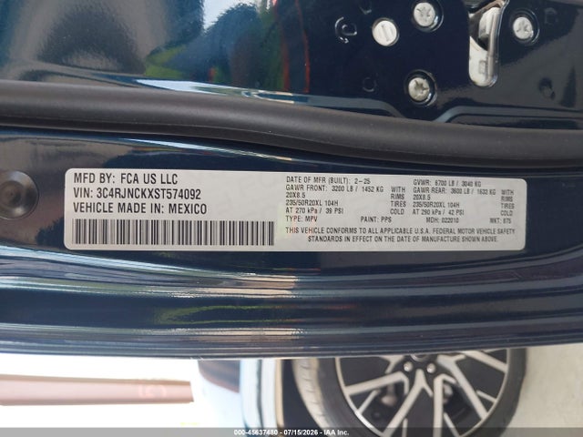 Продаж на аукціоні авто 2025 Jeep Wagoneer S Limited, vin: 3C4RJNCKXST574092, номер лоту: 45637480