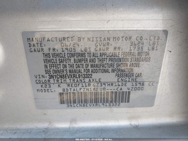 Nissan Versa 1.6 Sv 2024 3N1CN8EVXRL913322 Image 9