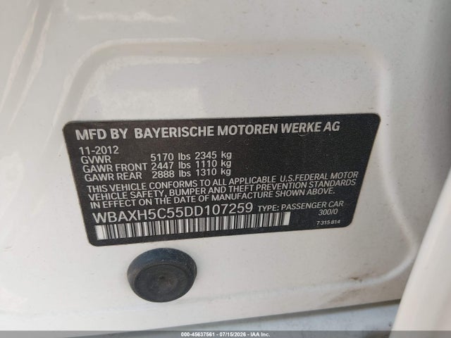 Aukcja sprzedaży 2013 Bmw 528i Xdrive, vin: WBAXH5C55DD107259, numer aukcji: 45637561
