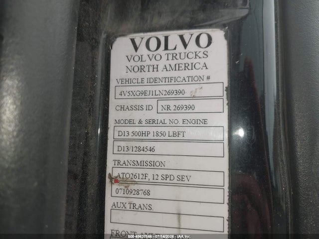 Продажа на аукционе авто 2020 Volvo Vn Vnx, vin: 4V5XG9EJ1LN269390, номер лота: 45637566