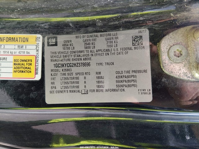 1GC3KYCG2HZ378696 Chevrolet Silverado 3500hd Work Truck