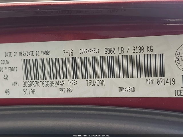 RAM 1500 St 2016 3C6RR7KT0GG352442 Image 9
