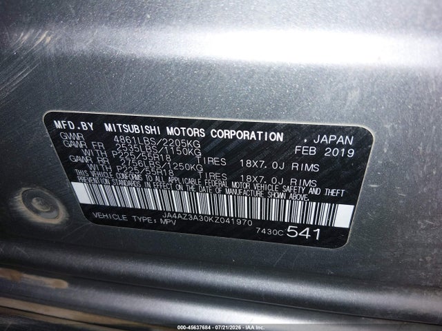 Mitsubishi Outlander Sel 2019 JA4AZ3A30KZ041970 Image 9