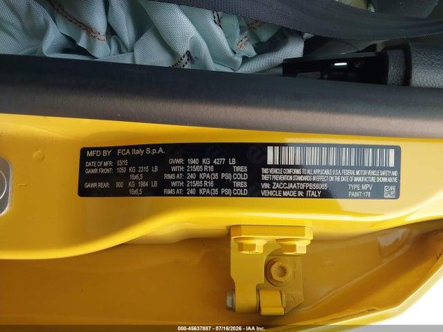 Aukcja sprzedaży 2015 Jeep Renegade Sport, vin: ZACCJAAT0FPB56065, numer aukcji: 45637887