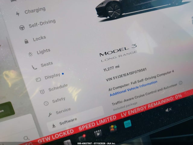 Auction sale of the 2025 Tesla Model 3 Long Range Rear-wheel Drive/standard Rear-wheel Drive, vin: 5YJ3E1EA1SF079561, lot number: 45637957