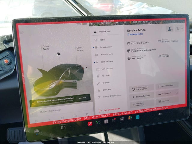 Auction sale of the 2025 Tesla Model 3 Long Range Rear-wheel Drive/standard Rear-wheel Drive, vin: 5YJ3E1EA1SF079561, lot number: 45637957