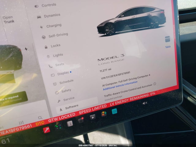 Auction sale of the 2025 Tesla Model 3 Long Range Rear-wheel Drive/standard Rear-wheel Drive, vin: 5YJ3E1EA1SF079561, lot number: 45637957