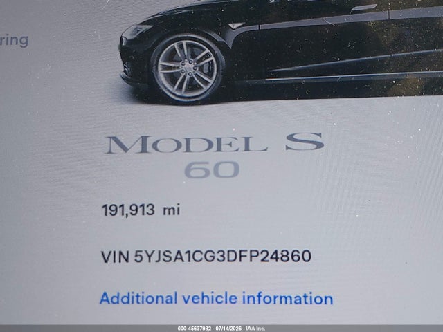 Продажа на аукционе авто 2013 Tesla Model S, vin: 5YJSA1CG3DFP24860, номер лота: 45637982