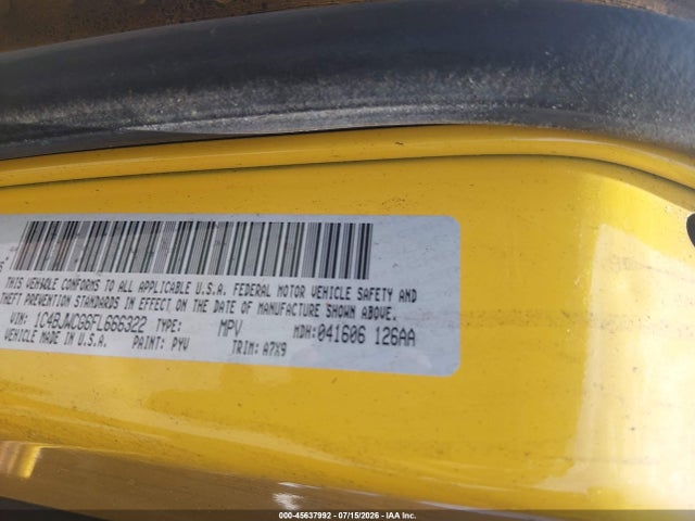 2015 Jeep Wrangler Rubicon მანქანა იყიდება აუქციონზე, vin: 1C4BJWCG6FL666322, აუქციონის ნომერი: 45637992