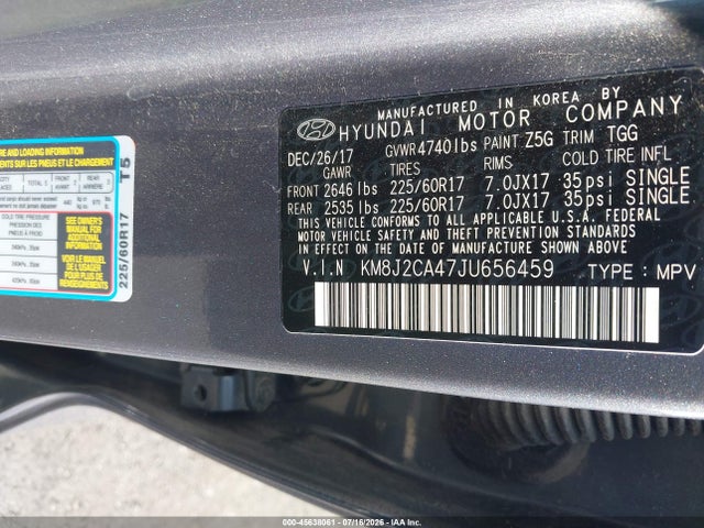 KM8J2CA47JU656459 Hyundai TUCSON SE