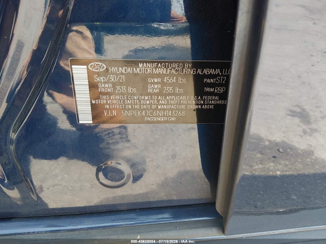 Продажа на аукционе авто 2022 Hyundai Sonata N Line, vin: 5NPEK4JC6NH143268, номер лота: 45638084