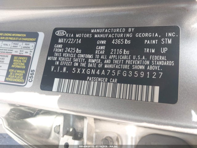 KIA OPTIMA EX 2015 5XXGN4A75FG359127 Image 9