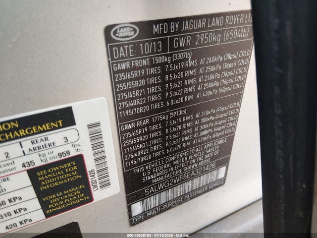 SALWG2WF5EA321426 Land Rover Range Rover Sport 3.0l V6 Supercharged Hse/3.0l V6 Supercharged Se