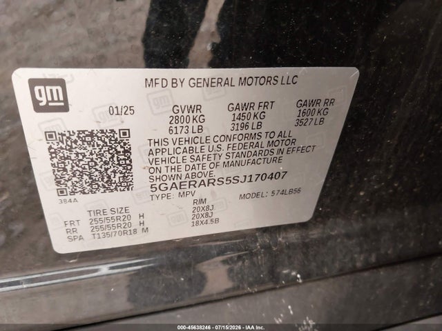 Продаж на аукціоні авто 2025 Buick Enclave Preferred Fwd, vin: 5GAERARS5SJ170407, номер лоту: 45638246
