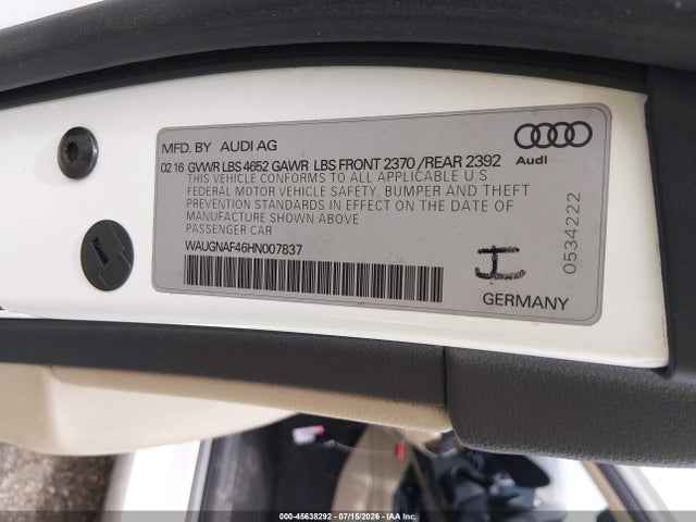 Продаж на аукціоні авто 2017 Audi A4 2.0t Premium, vin: WAUGNAF46HN007837, номер лоту: 45638292