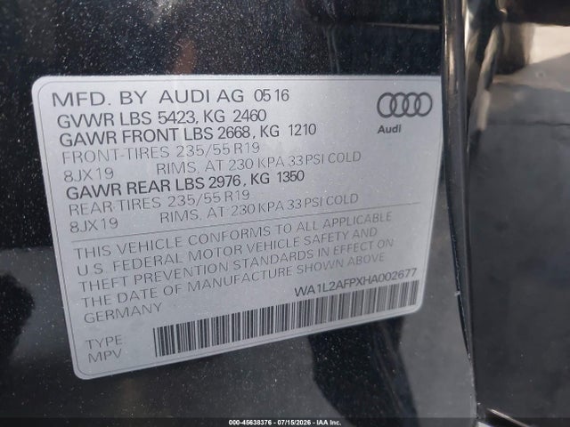 WA1L2AFPXHA002677 Audi Q5 2.0t Premium