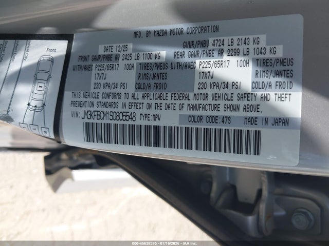 Продажа на аукционе авто 2025 Mazda Cx-5 2.5 S Preferred, vin: JM3KFBCM1S0805548, номер лота: 45638395
