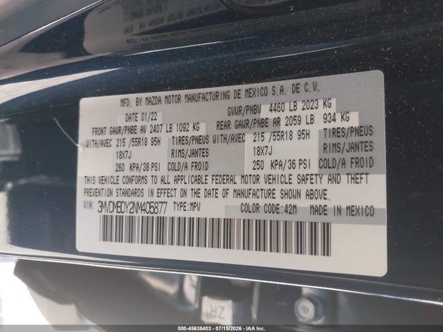 3MVDMBDY2NM405877 Mazda Cx-30 2.5 Turbo Premium