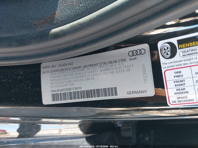 Aukcja sprzedaży 2016 Audi A6 3.0t Premium Plus, vin: WAUFGAFC5GN173410, numer aukcji: 45638475