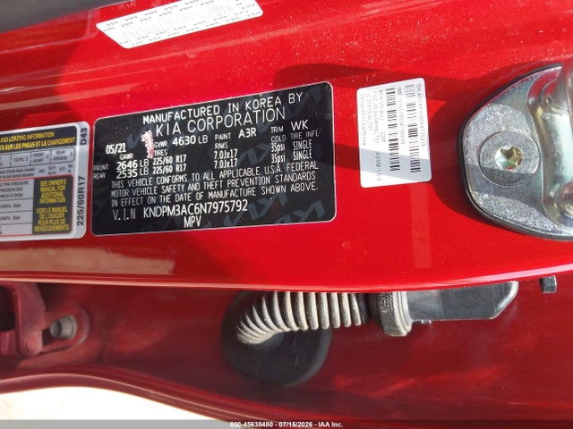 Продаж на аукціоні авто 2022 Kia Sportage Lx, vin: KNDPM3AC6N7975792, номер лоту: 45638480