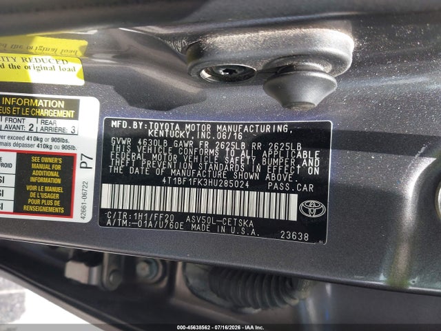 Toyota CAMRY SE 2017 4T1BF1FK3HU285024 Image 9