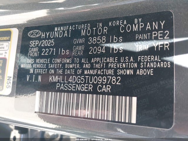 KMHLL4DG5TU099782 Hyundai ELANTRA SE