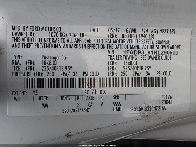 1FADP3L91HL290600 Ford FOCUS ST