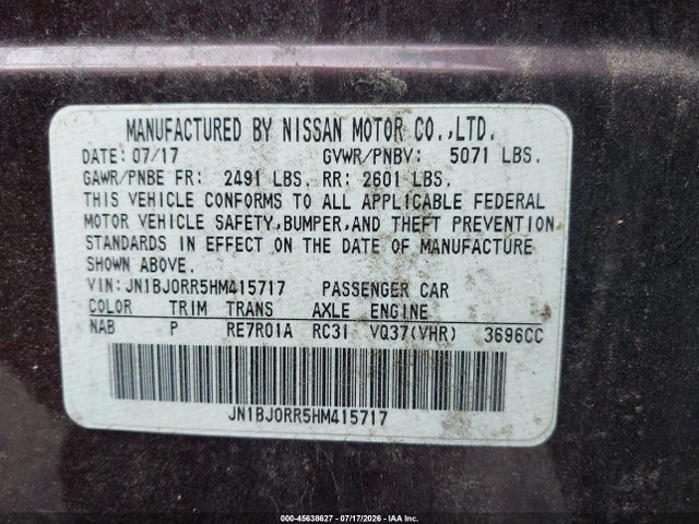 JN1BJ0RR5HM415717 Infiniti QX50