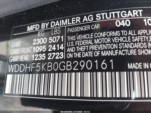 Aukcja sprzedaży 2016 Mercedes-benz E 350, vin: WDDHF5KB0GB290161, numer aukcji: 45638680