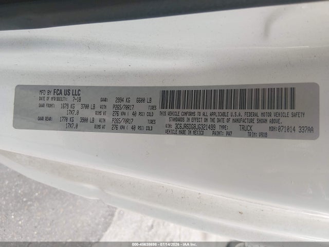 3C6JR6DG8JG321499 RAM 1500 Tradesman 4x2 8&#039; Box