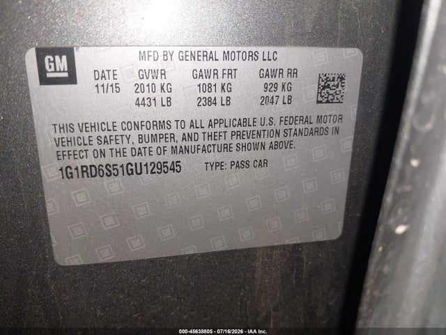 Chevrolet Volt Premier 2016 1G1RD6S51GU129545 Image 9