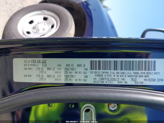 Продажа на аукционе авто 2018 Ram 1500 Tradesman  4x4 6'4 Box, vin: 1C6RR7FG2JS326115, номер лота: 45638811
