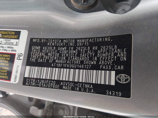 4T1BF1FK0GU146127 Toyota CAMRY LE