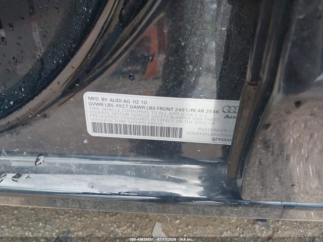 45638851 :رقم المزاد ، WAUFFAFL6AN050936 vin ، 2010 Audi A4 2.0t Premium مزاد بيع