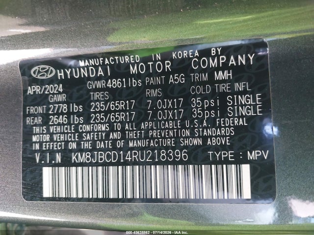 Hyundai Tucson Hybrid Blue 2024 KM8JBCD14RU218396 Image 9
