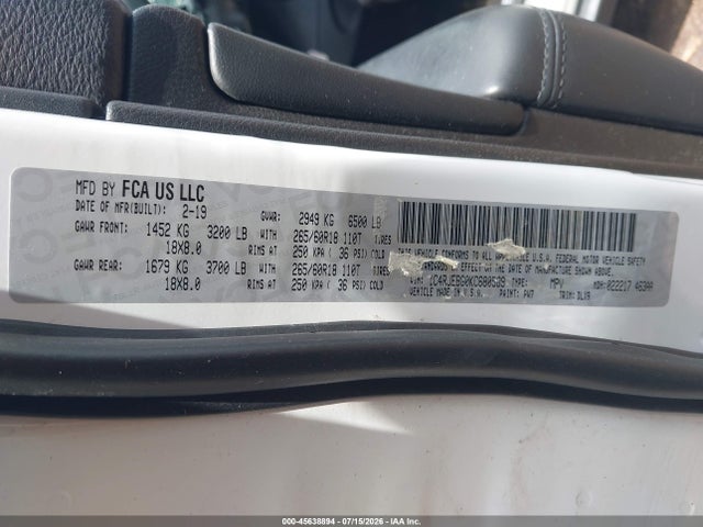 Продажа на аукционе авто 2019 Jeep Grand Cherokee Limited 4x2, vin: 1C4RJEBG0KC680589, номер лота: 45638894