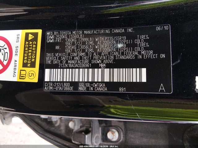 Продажа на аукционе авто 2010 Lexus Rx 350, vin: 2T2ZK1BA3AC036961, номер лота: 45638911