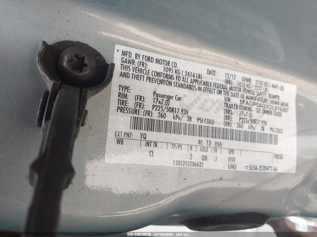 45638928 :رقم المزاد ، 1FADP5AUXDL519367 vin ، 2013 Ford C-max Hybrid Se مزاد بيع