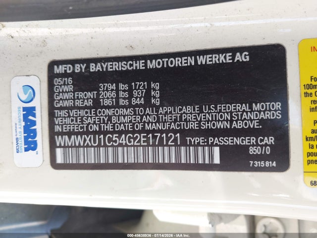 Mini Hardtop Cooper 2016 WMWXU1C54G2E17121 Image 9